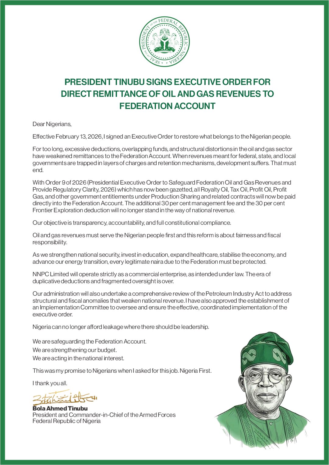 oil revenue, Tinubu